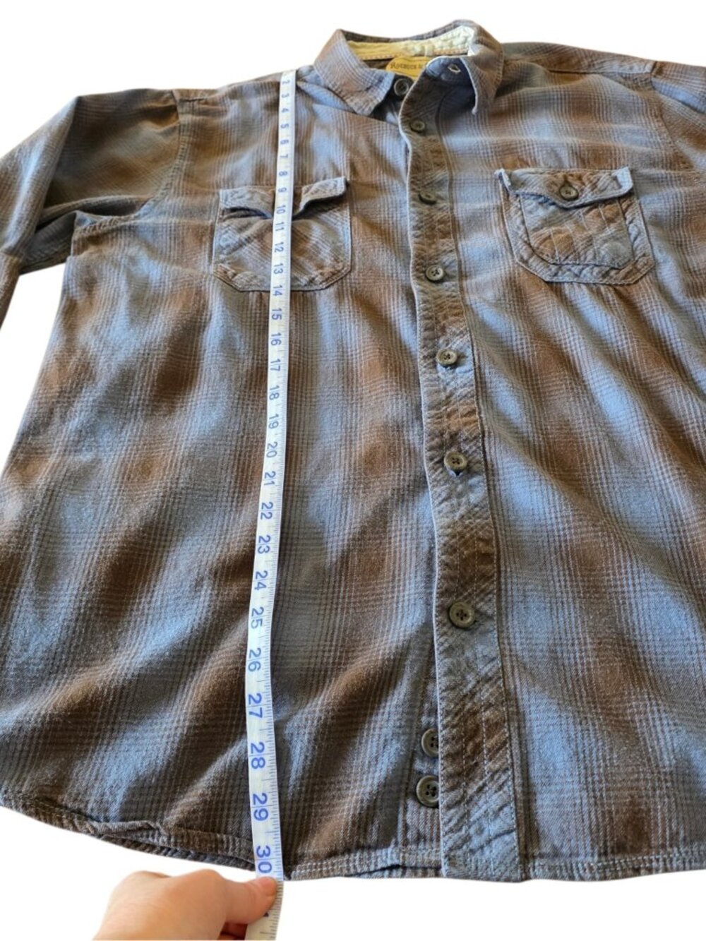 Roebuck & Co Heavy Flannel Shirt Mens XL Brown Plaid Workwear Button Up Cotton - Picture 8 of 13